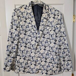Bar III Mens Floral Blazer 46R Slim fit